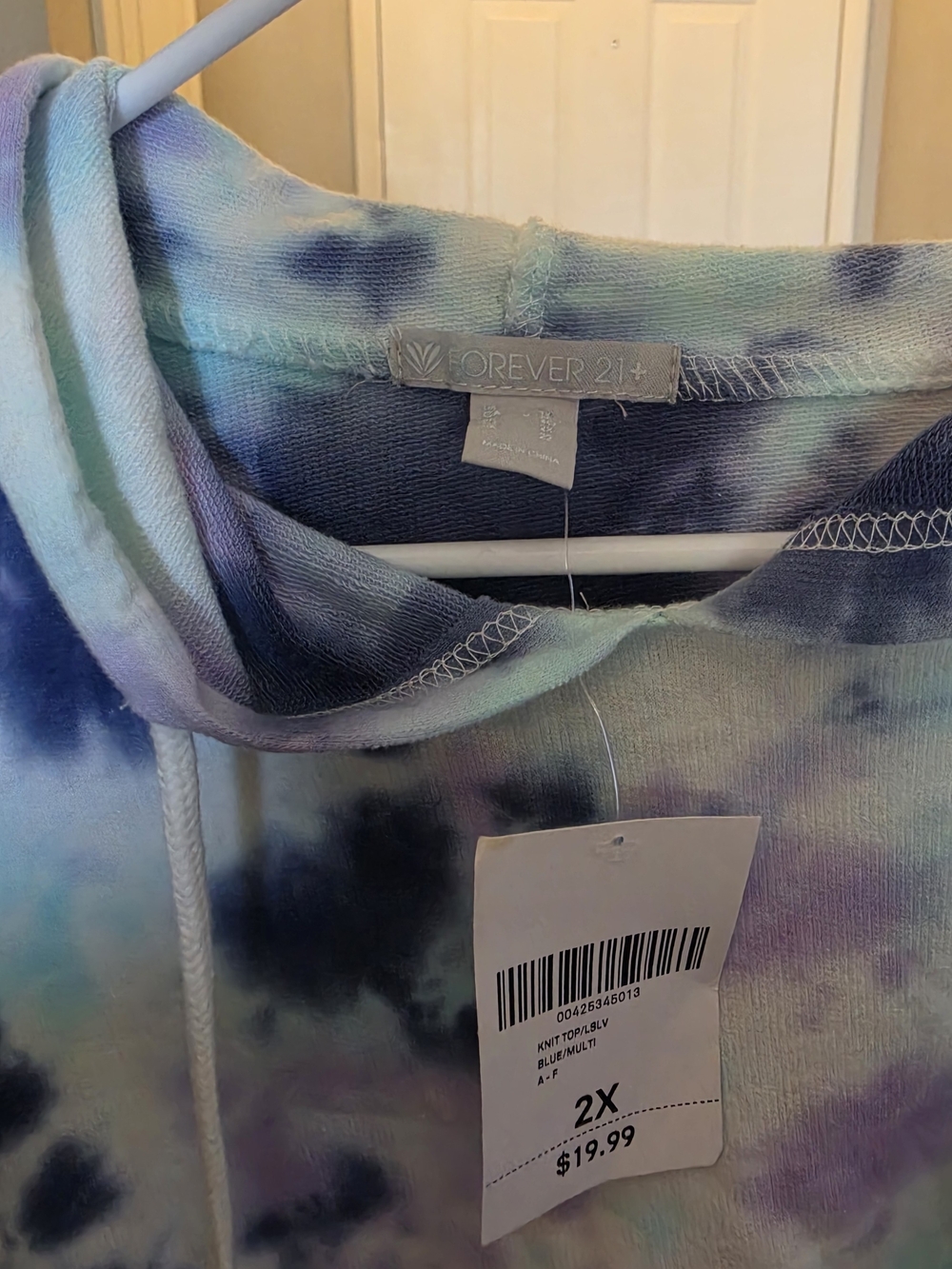 Forever 21 Blue Multi Tie-Dye Womens Sweater Hoodie - 2X
